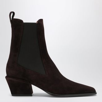 PARIS TEXAS Bettina suede boots in chocolate brown