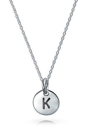 Bling Jewelry Minimalist Sterling Silver Initial Pendant Necklace in Silver - K at Nordstrom Rack
