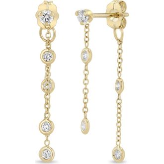 Zo&euml; Chicco 14K Gold Floating Diamond Front/Back Earrings in 14K Yellow Gold at Nordstrom