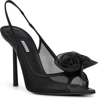 Le Silla Womens Black Mesh Rose Slingback Pumps Polyamide Sandal