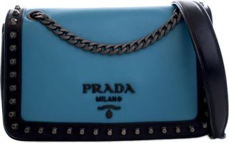 Prada Pre-owned Prada Bicolor Glace Calfskin Studded Crossbody Ladies CX8YS8PDRX3QXGGP