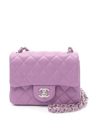 Chanel 2020 Mini Square Classic Lambskin Single Flap shoulder bag - women - Lambskin - One Size - Purple