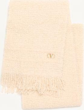 Valentino Garavani Sciarpa VLogo Signature In Lana, Cachemire E Seta Donna BURRO/ORO UNI