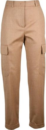 Eleventy Cargo in Lam&egrave; Broek - Dames - Broeken - Beige - XS - Katoen - Broeken