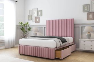 Sloomy Madison Plush Divan Set 2 Drawers-26 Headboard-Footboard in Pink | Size: Double