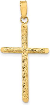 Diamond2Deal 14k Yellow Gold Polished & Textured Fancy Cross Pendant