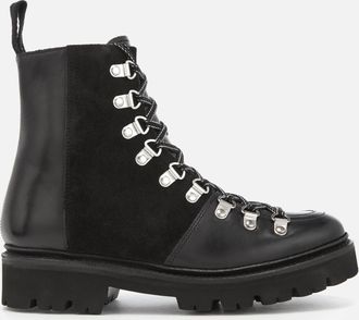 Grenson Womens Nanette Leather Hiking Lace Up Boots in Black - Size UK 3