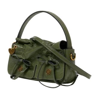 Acne Studios Womens Multipocket Leather Shoulder Bag Green Calfskin