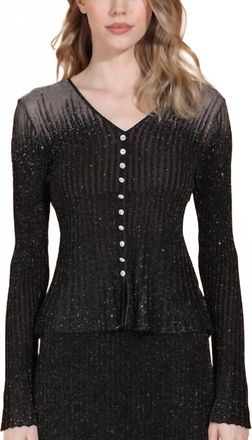 Collective Metallic Jeweled Button Down Blouse In Black