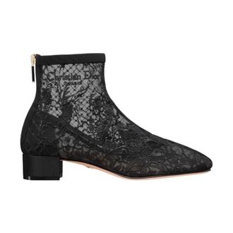 Dior Schoenen, Dames, Zwart, 39 1/2 EU, Katoen, Naughtily-D Enkellaars met Hak