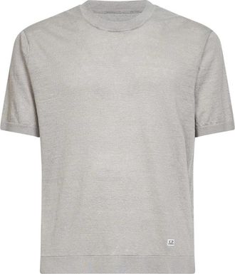 C.P. Company T-shirt met ronde hals - Heren - T-shirts - Grijs - XL - Linnen - Tops