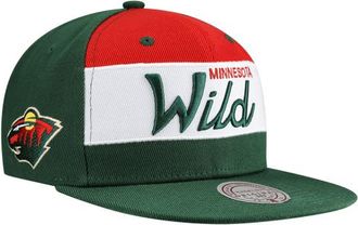 Mitchell & Ness Mens Mitchell & Ness Green Minnesota Wild Retro Script Colorblock Snapback Hat at Nordstrom