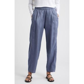 Eileen Fisher Pleated Organic Linen Lantern Pants in Flint at Nordstrom, Size Xx-Small