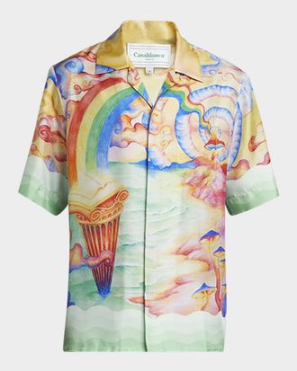 Casablanca Mens Silk Natures Teacher Mushroom Camp Shirt