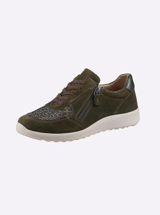 Casual Looks Sneaker CASUAL LOOKS, Damen, Gr. 37, gr&uuml;n (oliv), Nubukleder, Textil, Schuhe Sneaker