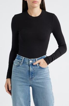 Frame Denim The Rib Crewneck Top in Black at Nordstrom Rack, Size Small