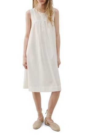 Mango Embroidered Cotton Nightgown in Ivory White at Nordstrom, Size Small