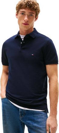 Tommy Hilfiger Mens Short Sleeve Polo Shirts in Regular Fit with Stretch and Organic Pique Cotton, Desert Sky Solid, Medium
