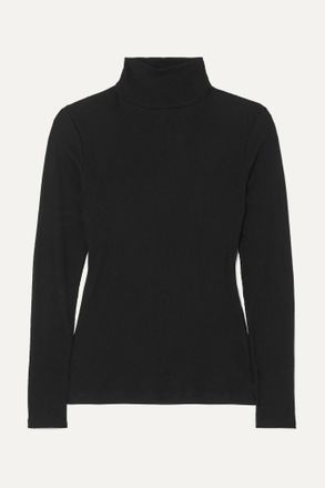 Ninety Percent Kaye Ribbed Organic Cotton-jersey Turtleneck Top - Black - xx small,x small,small,medium,large,x large