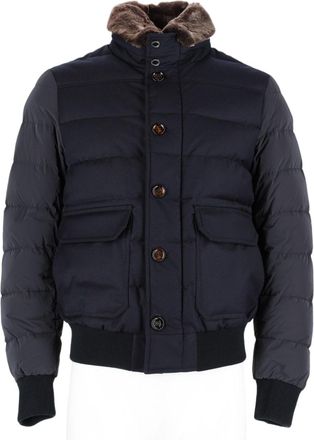 Moorer Padded Quilted Jacket with Fur-Lined Collar and Flap Pockets