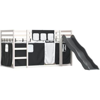 vidaXL Vidaxl - Litera Con Tobog&aacute;n Y Cortinas Blanco Y Negro 90x190 Cm