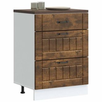 Berkfield Home Kitchen Base Cabinet Lucca Smoked Oak Engineered Wood in Brown