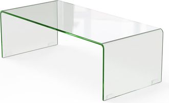 Giantex Mesa centro de cristal templado minimalista transparente 108X50X35 cm