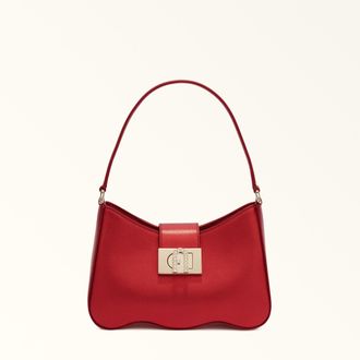 Furla 1927 Borsa A Spalla Rosso Veneziano Rosso Pelle Di Vitello Claris Metallizzata Donna