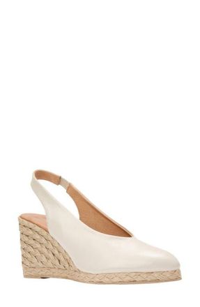 Andr&eacute; Assous Pamala Slingback Espadrille Platform Wedge Pump in Vanilla Leather at Nordstrom, Size 10