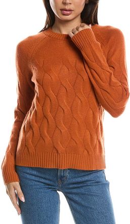 Fort&eacute; Cashmere Wandering Cable Crewneck 100% Cashmere Sweater