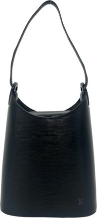 Louis Vuitton Black Leather Shoulder Bag Tote Bag (Pre-Owned)