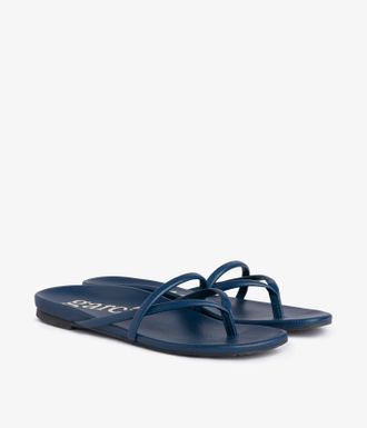 Pedro Garcia Flat sandal in blue leather | belany | Spring Summer 26 |