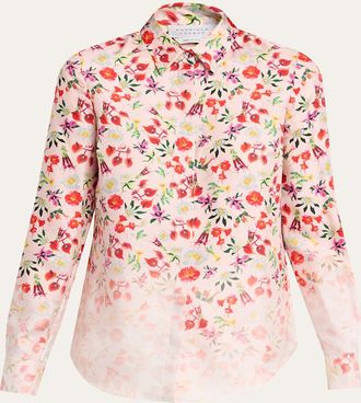 Gabriela Hearst Henri Ombre Floral Silk Button-Down Blouse
