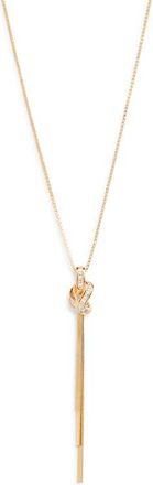 Nordstrom Cubic Zirconia Knot Tassel Pendant Necklace in Clear- Gold at Nordstrom