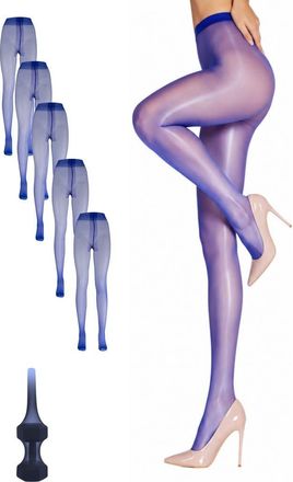 Lechery 5-Pack Glossy Sheer Ladder Resistant Party Evening Tights for Women in Blue at Nordstrom, Size Large/x-Large