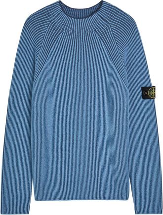 Stone Island Ribbed Knit Jumper - Blue - XL
