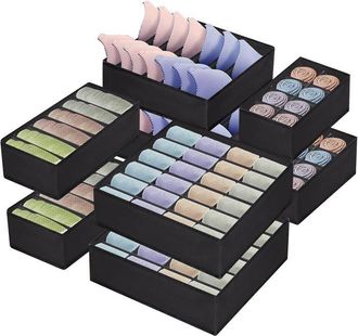 OEM Organiseur De Tiroir - Tela No Tejida Gruesa - Para Sujetadores Bragas Calcetines - Negro - Pack De 8