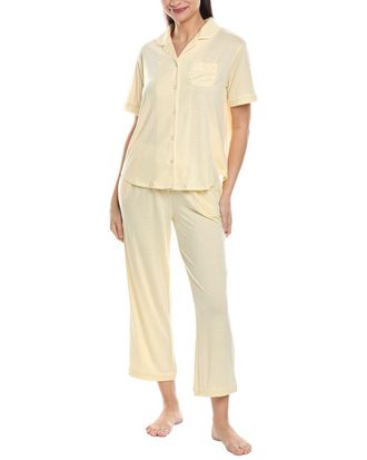 Flora Nikrooz Flora By Flora Nikrooz 2Pc Knit Notch Collar Capri Pajama Set