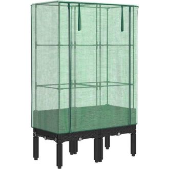 vidaXL Raised Bed with Greenhouse Cover Rattan Look 80x40x140 cm vidaXL