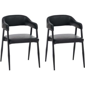 Hhg Set 2 sedie da pranzo HHG-685, da cucina schienale imbottito, stile industriale retr&ograve; vintage ecopelle, nero