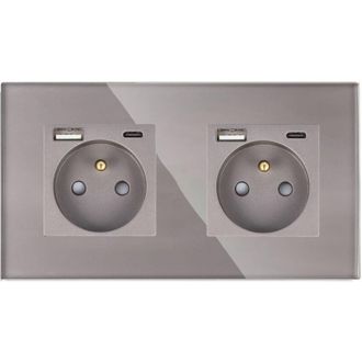 OEM Toma Ac A+c En Marco Doble Gris