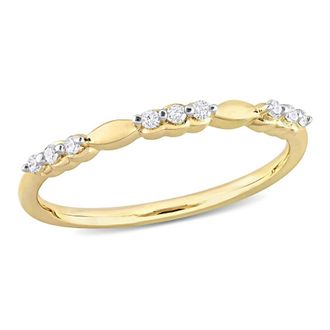 Amour 1/10 CT TW Diamond Promise Ring In Yellow Plated Sterling Silver