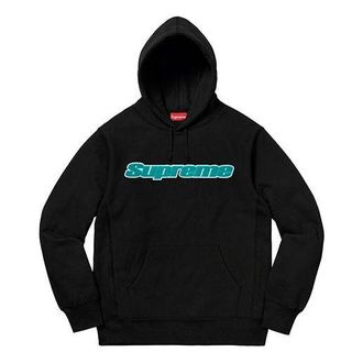 SUPREME SS19 Chenille Hooded Sweatshirt Black SUP-SS19-025
