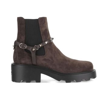 Valentino Schoenen, Dames, Bruin, 37 EU, Su&egrave;de, Beatle Rockstud Suede Chelsea Boots