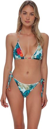 Swim Systems Pom Pom Tie Side Bikini Swim Bottoms in Tiki Tango Rib at Nordstrom, Size X-Large