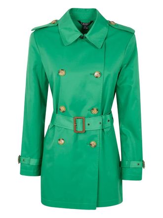 Lauren Ralph Lauren buttoned belted coat - women - Cotton/Polyester/Polyester - S - Green
