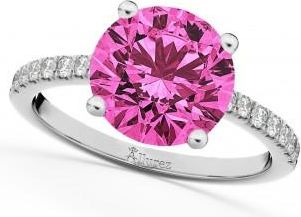 Allurez Pink Tourmaline & Diamond Engagement Ring 18K White Gold 2.21ct