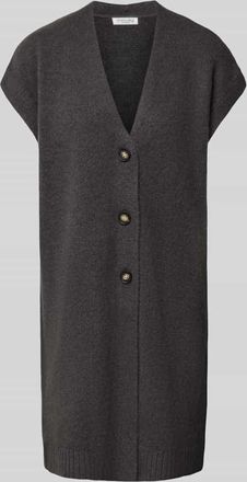 Christian Berg Strickweste mit Kappärmeln und V-Ausschnitt in Dunkelgrau, Größe XL