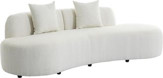 Vente-Unique Sof&aacute; de 3 plazas de tela boucl&eacute; blanco BASILIANA