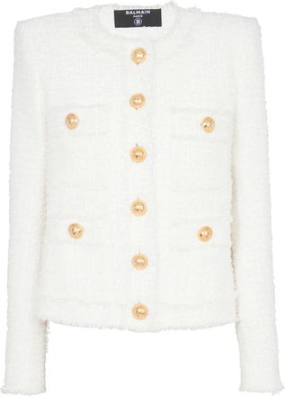 Balmain Tweed Jas - Dames - Blazers - Wit - 2XL - Tweed - Jassen